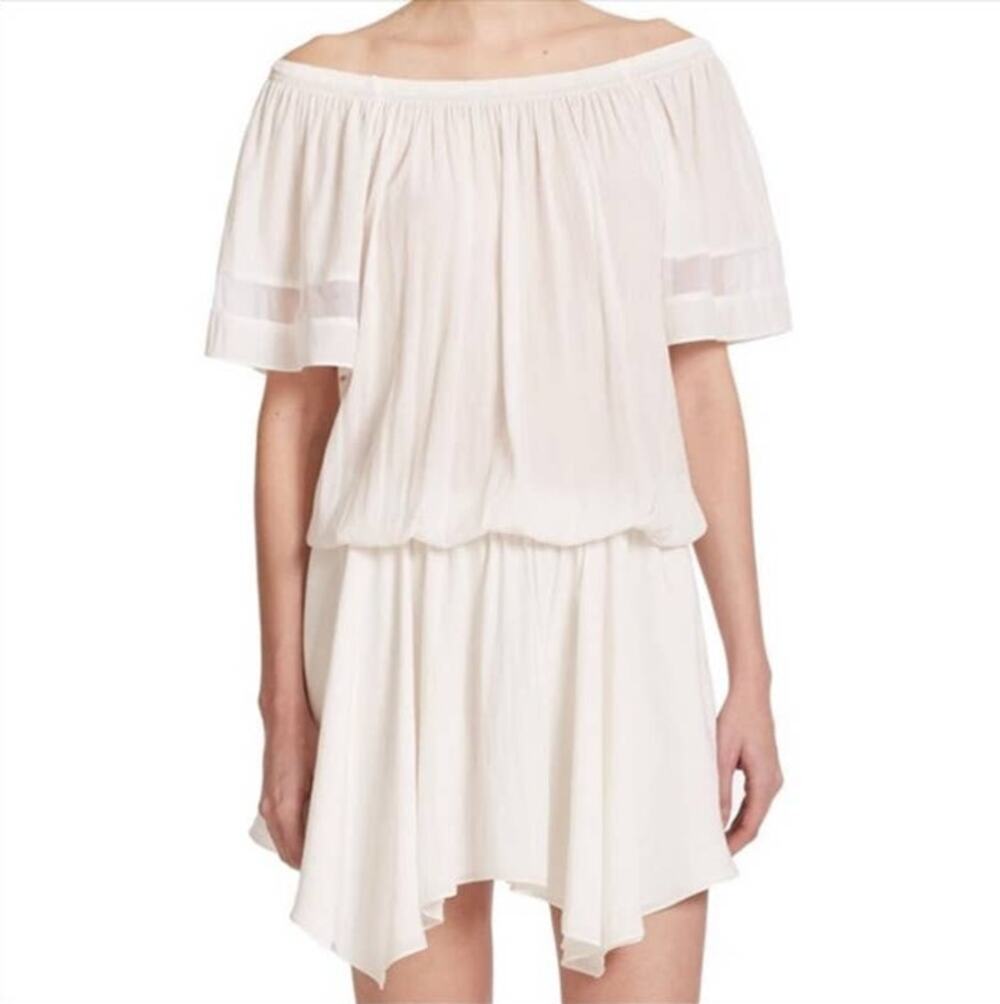 Ramy Brook Jessa Plisse Off The Shoulder Dress in White